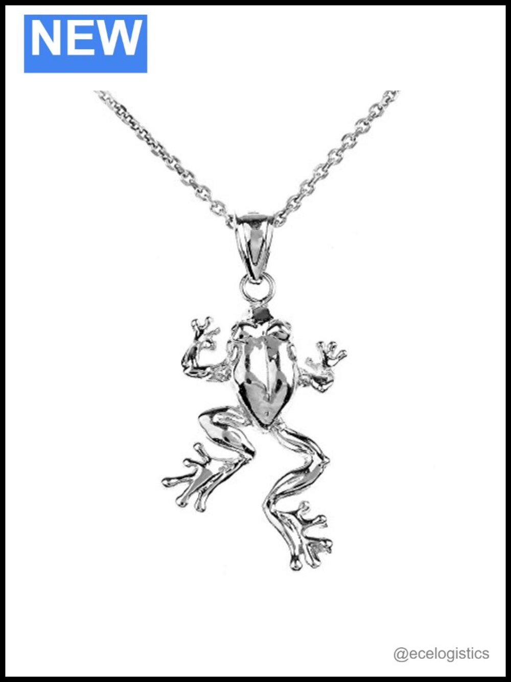 Sterling Silver Frog Animal Pendant Necklace 18 Inch